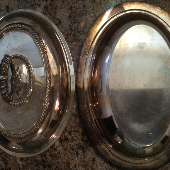 Vintage Primrose Plate EP Copper lidded covered serving bowl mmts 6040 eb - Picture 8 of 9